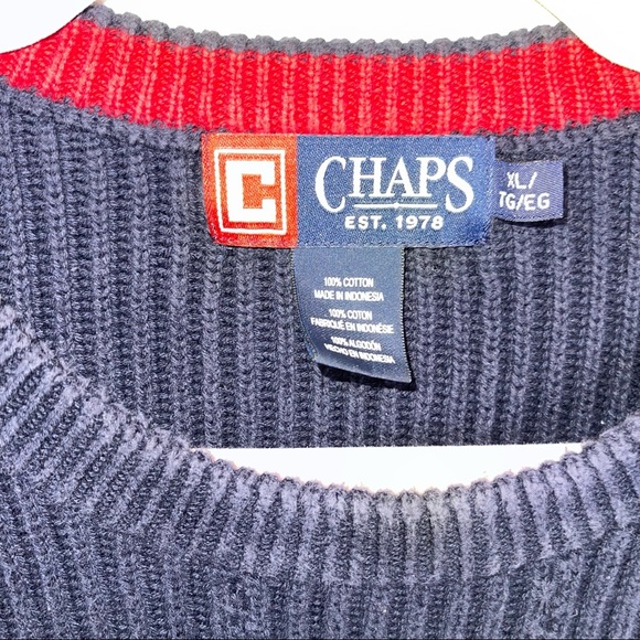 CHAPS Navy Blue Textured Sweater XL - Picture 5 of 6